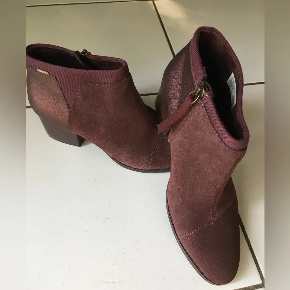 Toms Suede Chunky Heeled Bootie - Picture 2 of 8
